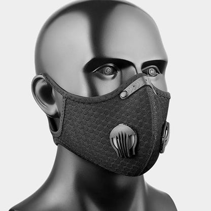 NBDIB 4 Pack Adjustable Reusable Face Protection with 8 Carbon Filters and 8 Valves for Cycling Sport Black