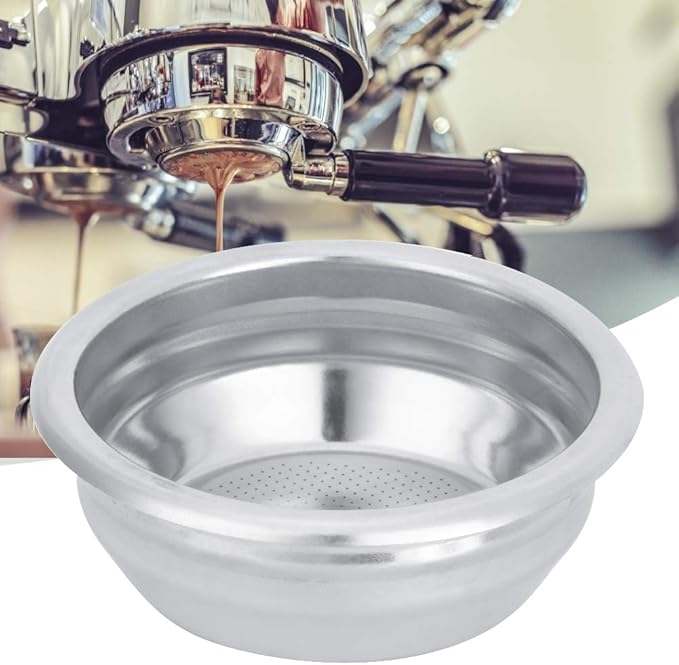 Coffee Filter Basket, 58mm Single Double Porous Filter Bowl Basket Semi Automatic Coffee Machine Bottomless Handle Filter for Portafilter Coffee Machine (For two persons)