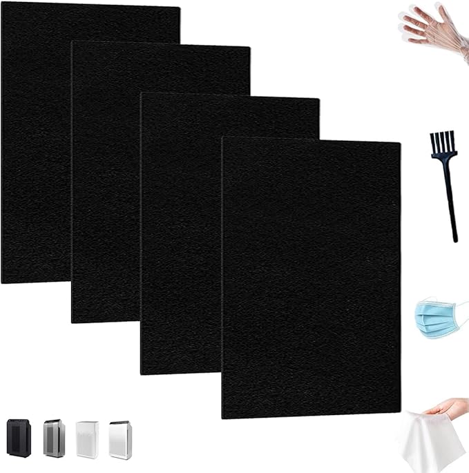 4-Pack Activated Carbon Pre-Filters Compatible with Winix AM90, C535, 5300 - Odor Control Part Filter A 115115 Size 21, 12.5” x 16.25” x 0.2” – Freshens Air & Enhances Filtration