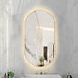 Oval LED Illuminated Bathroom Mirror, Wall-mounted Vanity Makeup Mirror with Demister Pad, 3 Dimmable Color Temperatures & Touch Control, Metal Frame Anti-Fog Lighted Wall Mirror ( Color : Rose Gold F