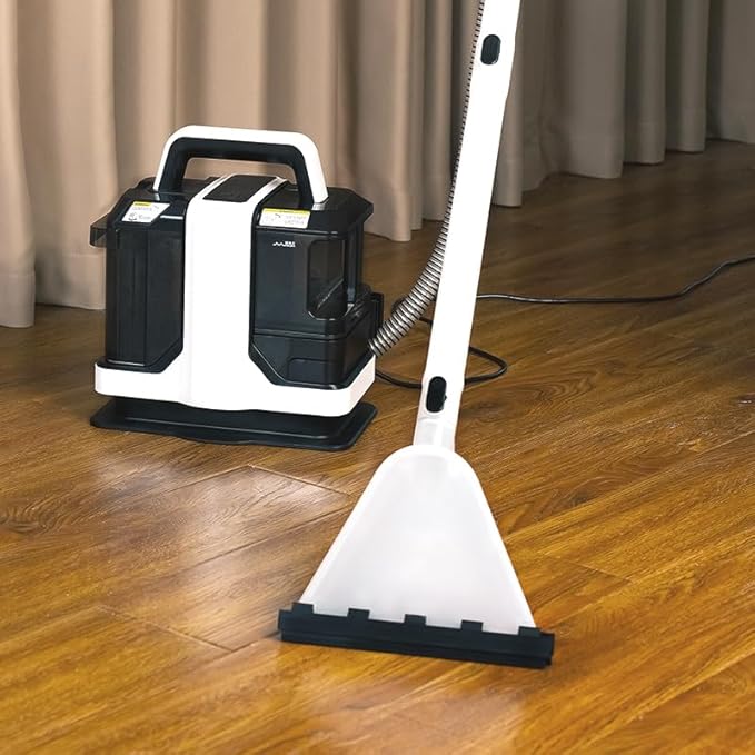 Portable Multifunctional Carpet Cleaning Machine,Electric Floor Scrubber and Vacuum Cleaner, Wet Dry Cleaning System, Black and White