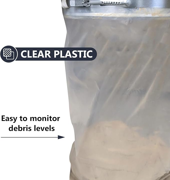 6.5Mil Clear Plastic Dust Collector Bags for Woodworking Dust Filter Drums and Systems, Upgraded Heavy-Duty Replacement Bags, 5-Pack