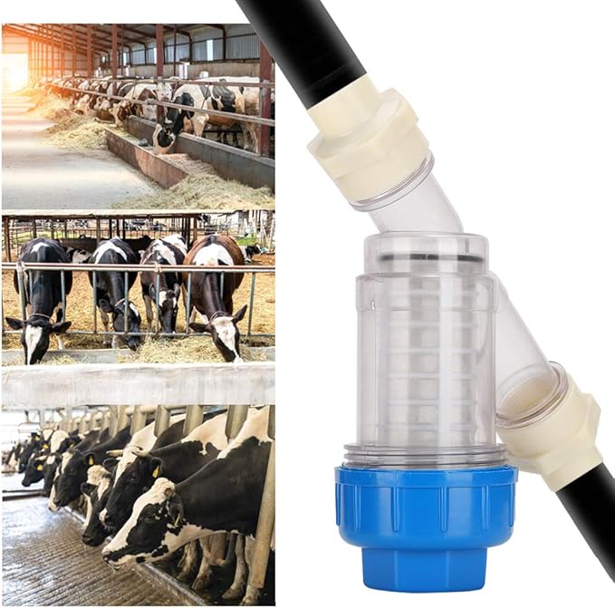 Poultry Water Line Strainer | Farm Water Treatment System for Chickens/Ducks/Livestock | Replaceable Screen Sheet Purifies Water Supply | 29x19x9cm Plastic Strainer