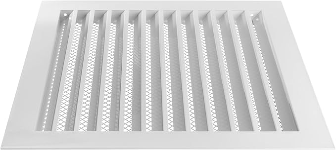 Repa Market 12" x 12" Inch (Inner Dimensions) Galvanized Steel White Soffit Air Vent Cover - Louvered Square Gable Vent with Mesh Screen - Exhaust/Intake Ventilation Grill - Outdoor Metal Duct Grate