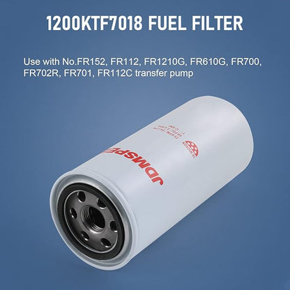 1200KTF7018 Fuel Filter Spin-on Particulate Replacement for Transfer Pump FR112 FR1210G FR610G 25 GPM 3/4” with 1200KTG9075 Filter Head and 3/4” ST Elbow and 3/4 x 7” Nipple