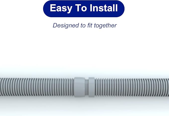 Poolvio Professional Swimming Pool Vacuum Cleaner Hose -1.5” 8 Piece Hoses for Pool Vacuum Extension/Replacement - Compatible with all Major Automatic Swimming Pool Cleaners
