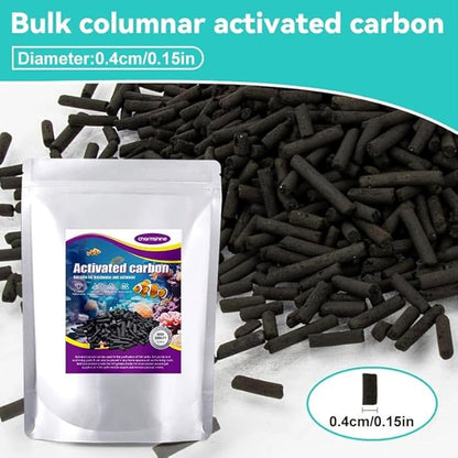 Activated Carbon Pellets for Aquarium Filter Media Activated Charcoal Bulk Fish Tank Charcoal Pellets Carbon Aquarium Filter for Fish Tanks, Freshwater,Saltwater (1.1lb with Mesh Bag)