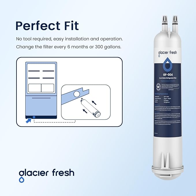 GLACIER FRESH EDR3RXD1 Compatible with 4396841 Refrigerator Water Filter, KAD3RXD1, WHR3RXD1, 4396841, 4396710, Filter 3, 46-9083,46-9030, 9030, 9083 Refrigerator Water Filter, 3 Pack