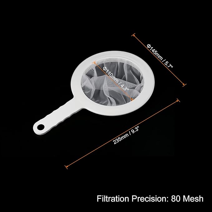 PATIKIL 9"x6" Food Filter Strainer, 80 Mesh Kitchen Mesh Filters Strainers Fine Mesh Sieve with Handle for Filter Juice Coffee Soy Milk, White