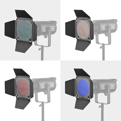 GODOX Barn Door with Honeycomb Grid 4 Color Gel Filters for 7 Inch Standard Reflector Replacement for GODOX SL60W SL150II SK400II Studio Light Portrait Still Life Photography