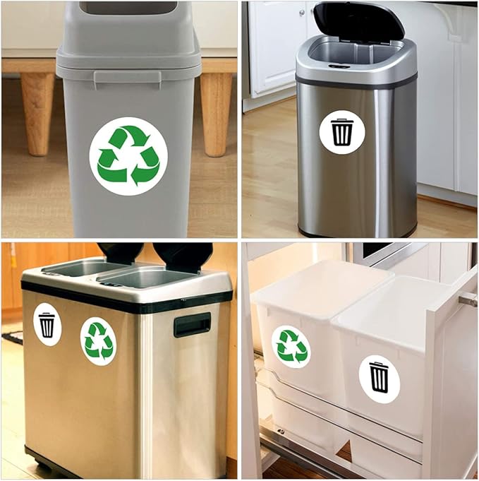BESTOYARD 6-Pack Adhesive Garbage Classification Decals Waterproof Waste Sorting Stickers for Trash Can Organization