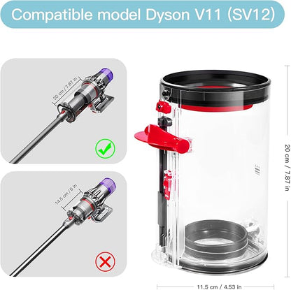 Upgraded Canister Replacement Compatible With Dyson V11 Torque Drive V11 Animal V11 Complete V11 V15 Extra V15S Detect Submarine SV14 SV15 SV22 Vacuum Dust Bucket Filter Attachments Parts 965443-01