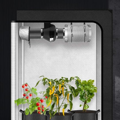 iPower Grow Tent Ventilation System 4 Inch Inline Duct Ventilation Fan 195 CFM, Carbon Filter and 8 Feet Ducting and 1 Pair Rope, Circulation Vent Blower Air Filtration Kit