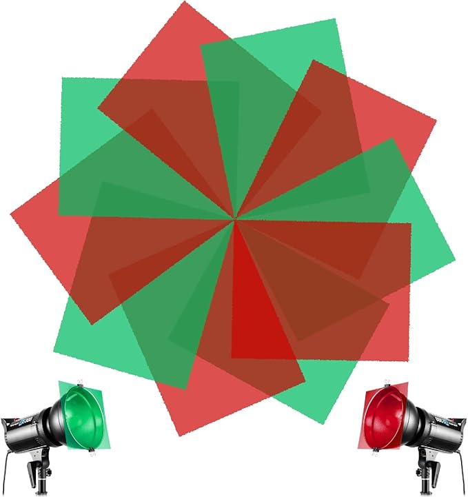 Sakolla 10Pcs Christmas Gel Filter, Red & Green Transparent Film 8.5 x 11 Inches Colored Overlays Correction Lighting Gels Plastic Sheets for Christmas Outdoor Landscape, Reading
