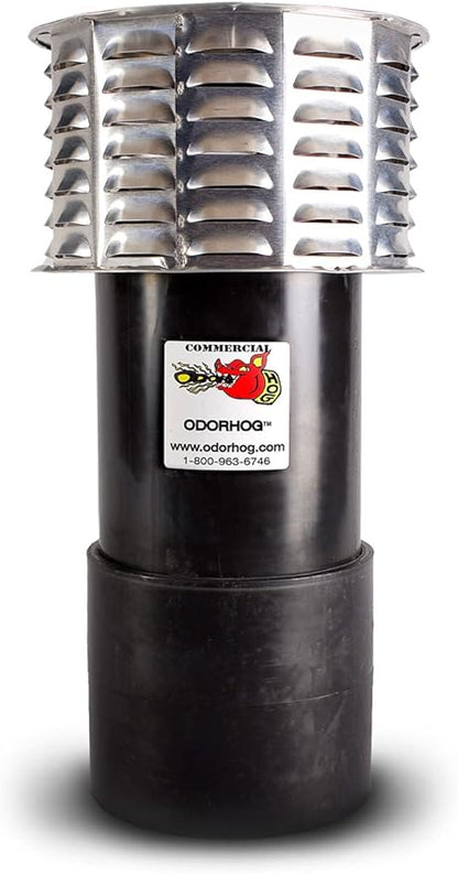 OdorHog Metal Cap Slip On Vent Stack Pipe Filter 6" Black ABS, Removes Outdoor and Sewer Odor Problems (6.0-inch)