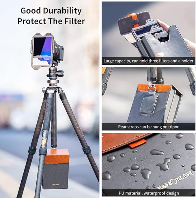 K&F CONCEPT X PRO Square Filters Holder System Kit (Filter Holder + 95mm Circular Polarizer + Square GND8 Filter + ND1000 + 4 Filter Adapter Rings) for Camera Lens
