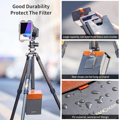 K&F CONCEPT X PRO Square Filters Holder System Kit (Filter Holder + 95mm Circular Polarizer + Square GND8 Filter + ND1000 + 4 Filter Adapter Rings) for Camera Lens
