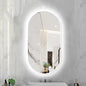 Oval LED Illuminated Bathroom Mirror, Wall-mounted Vanity Makeup Mirror with Demister Pad, 3 Dimmable Color Temperatures & Touch Control, Metal Frame Anti-Fog Lighted Wall Mirror ( Color : White Frame