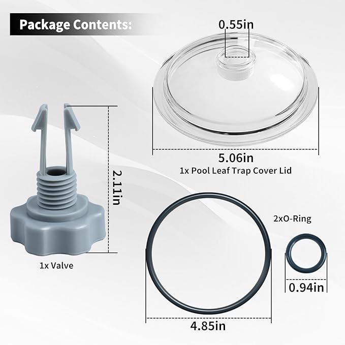 SF80110-1 Leaf Trap Cover Lid 5 inch Have O-Ring & Valve, Fit for Intex 12 Inch Sand Filter Pump (Pump Flow Rate: 2,100 GPH), NOT Fit for Intex 14 & 16 Inch (Rate:2,800 3.000 GPH) Sand Filter Pump