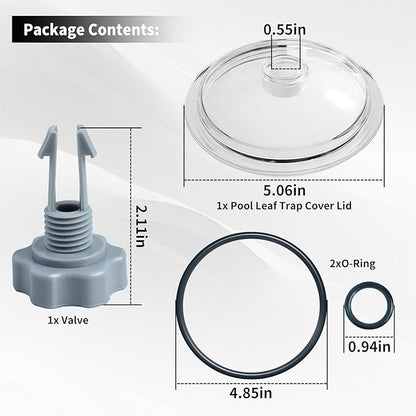 SF80110-1 Leaf Trap Cover Lid 5 inch Have O-Ring & Valve, Fit for Intex 12 Inch Sand Filter Pump (Pump Flow Rate: 2,100 GPH), NOT Fit for Intex 14 & 16 Inch (Rate:2,800 3.000 GPH) Sand Filter Pump