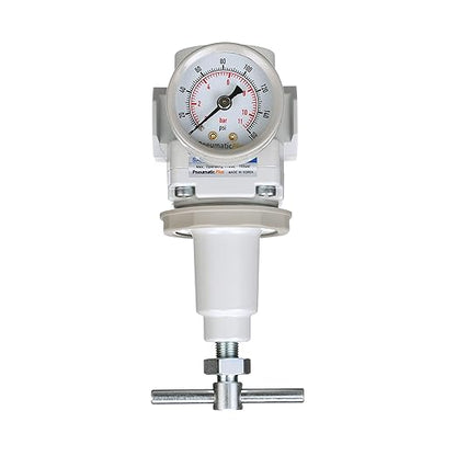 PneumaticPlus SAR300T-N03BG Air Pressure Regulator 3/8" NPT, T-Handle, Gauge & Bracket