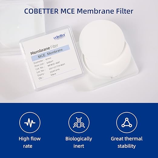100 Pcs/Pack MCE Membrane Filters Lab Mixed Cellulose Esters Filter 47mm 0.45µm