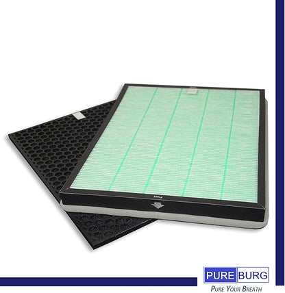 PUREBURG Replacement Filter Set Compatible with RabbitAir BioGS 2.0 Ultra Quiet Model SPA-550A & SPA-625A Air Purifiers,H13 True HEPA + Activated Carbon Filter Air Clean Odor