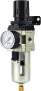 SNS 1/4''NPT Compressed Air Compressor Pressure Filter Regulator Piggyback Combo - Poly Bowl with Metal Guard, Semi-auto Drain, Bracket, with Gauge AW3000-N02A
