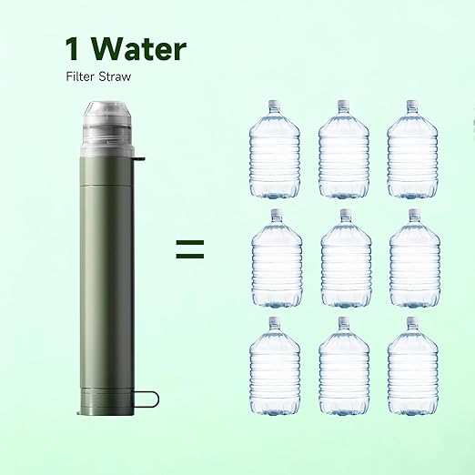 4 Pack Water Filter Straw, Portable Personal Water Filtration System, Compact Multi-Layer Filtration for Camping, Hiking, Travel, Biking, Survival, and Emergencies (Green)