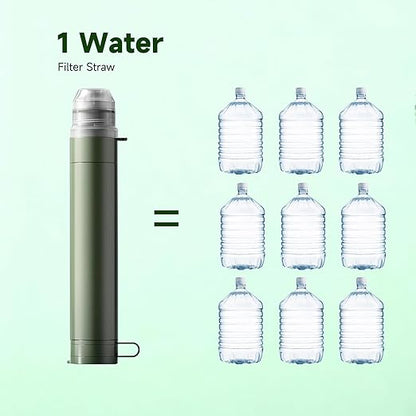 4 Pack Water Filter Straw, Portable Personal Water Filtration System, Compact Multi-Layer Filtration for Camping, Hiking, Travel, Biking, Survival, and Emergencies (Green)