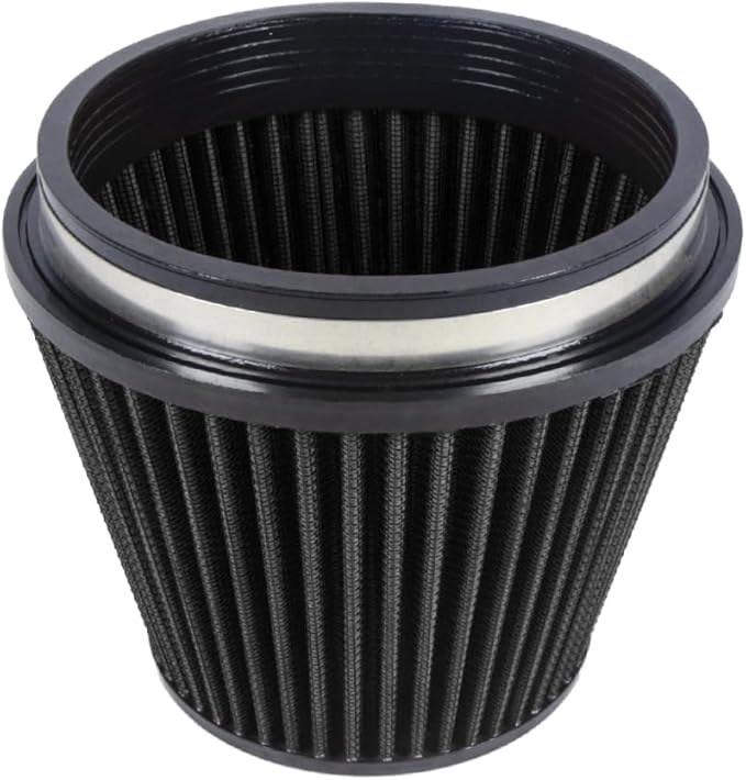 KYOSTAR Universal 6" (152mm) High-Flow Air Filter, Reusable Cone Cold Air Intake, High Performance, Washable, Clamp-On Car High Flow Air Kit, Flange Diameter: 6 Inch, Filter Height: 6.2 Inch, Black