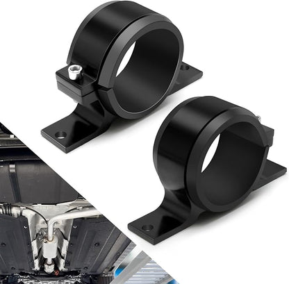 2 Pcs Universal Car Fuel Pump Fuel Filter Mounting Bracket Aluminum Clamp Holder with Rubber Insert, Black Hard Aluminum Anodized Accessories Suitable for Vehicle Fuel Oil Line (50 to 55 mm)
