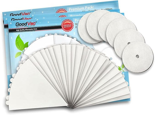 GOODVAC Replacement Filter Cones 12 Prefilters 2 Motor Disc Filters Premium Pack Compatible with Filter Queen (3)