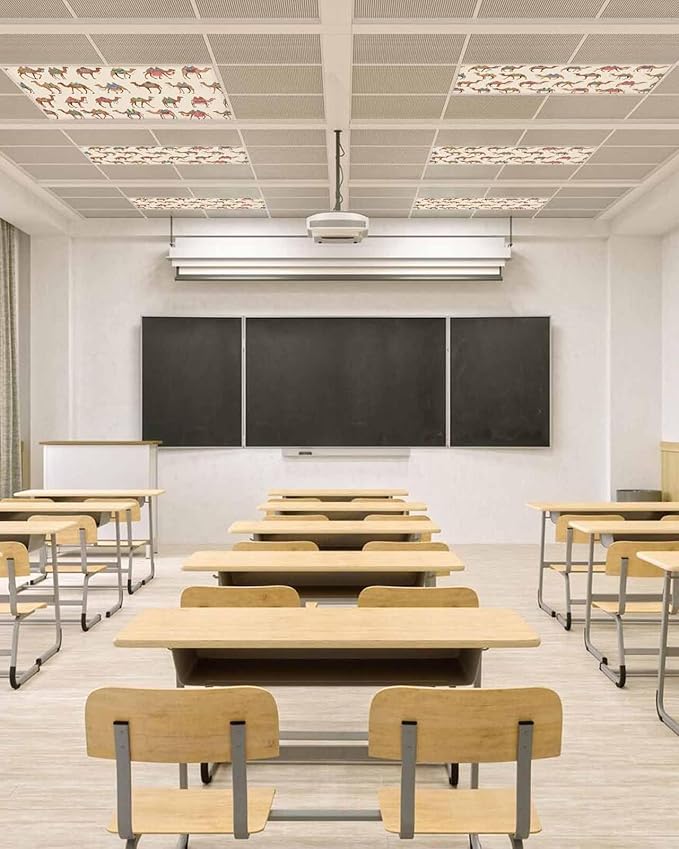 Fluorescent Light Covers for Ceiling Lights Desert Camel Magnetic Light Filters 2 Pack 4x2 ft Vintage Southwest Date Trees Ceiling Lights Cover for Classroom Office School Home Drop Lamp Decor