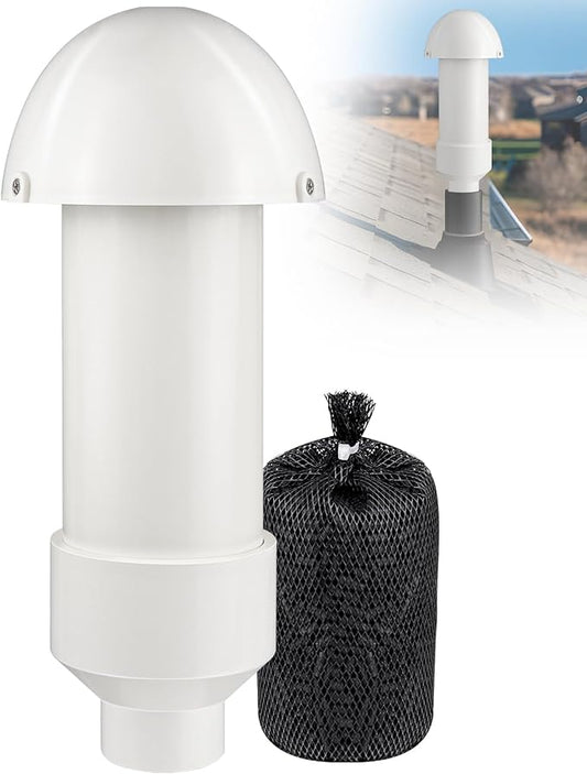 1.5 Inch Vent Stack Pipe Filter,Septic Tank Filter Vent Sewer Vents Cap for PVC Roof ABS Pipe Plumbing,Roof Vents Filters Remove Outdoor Septic and Sewer Odors&Improve Yard Patio Air,with Mushroom Cap