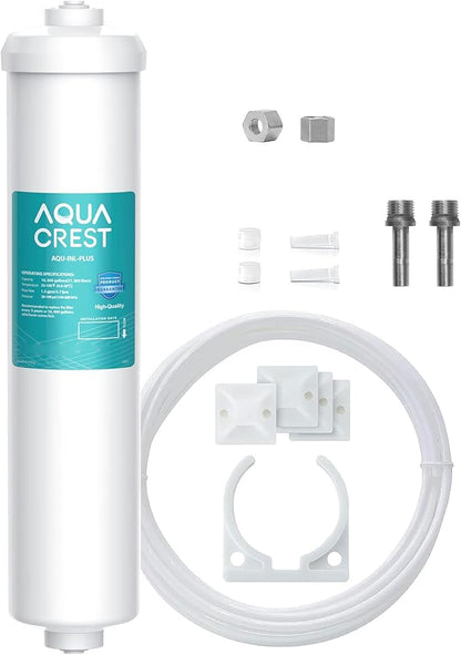 AQUACREST 5 years In-Line Water Filter for Refrigerator and Ice Maker, High Capacity, 1/4-Inch Direct Connect Fittings, Easy Installation, Reduces Chlorine, Bad Taste & Odor