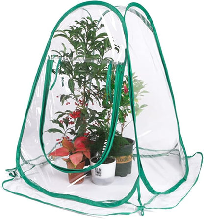 Mini PVC Greenhouse Cover Portable Insulated Pop Up Flower House for Outdoor Plants Protection 70x70x80cm for Flower Growers