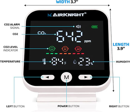 CO2 Monitor Indoor with Bonus Humidity & Temperature Readings | Carbon Dioxide Meter, Homebrewing - Carbon Dioxide Detector, Portable CO2 Detector, CO2 Meter Indoor, CO2 Sensor