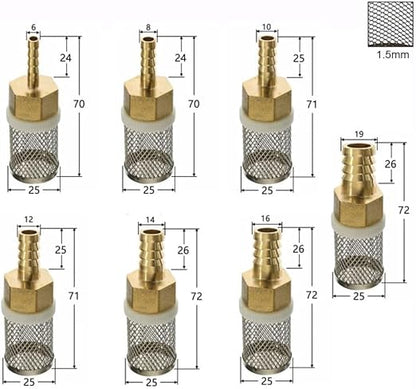 Pro-Grade Sprayer Filter Kit - 6/10/13/19mm Brass & SS Mesh for Car Detailing & Greenhouse Irrigation(8mm)