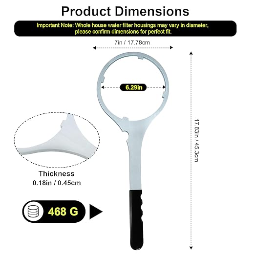 Whole House Water Filter Wrench 6.29 in, Compatible with SPBW-2 Big Blue Metal Water Filter Housing Wrench