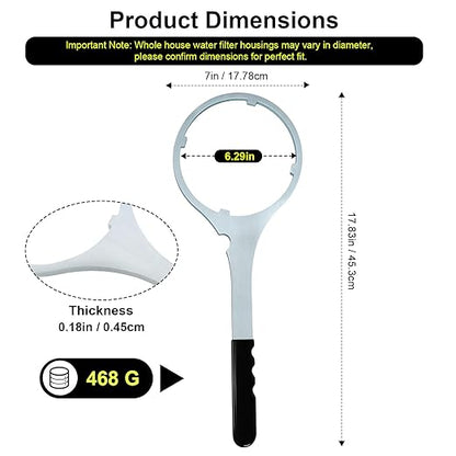 Whole House Water Filter Wrench 6.29 in, Compatible with SPBW-2 Big Blue Metal Water Filter Housing Wrench