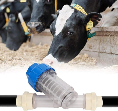 Poultry Water Line Strainer | Farm Water Treatment System for Chickens/Ducks/Livestock | Replaceable Screen Sheet Purifies Water Supply | 29x19x9cm Plastic Strainer