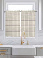 Vintage Country Wooden Board Window Valance Curtains, Gradient Wood Grain Line Light Filtering Kitchen Valance with 3-inch Rod Pocket for Living Room Bathroom Bedroom,2 Panel,52x54In