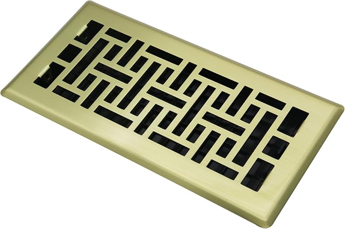 Floor Register Heavy Duty Walkable Steel Vent Register Brushed Gold Color 4X10 Inch Air Vent for Home Easy Adjust Air Supply Lever Floor Vent