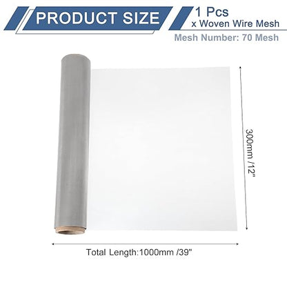 uxcell 70 Mesh 39" x 12" Woven Wire Mesh, 304 Stainless Steel Air Vent Filter Screen, Window Screen Mesh for DIY Projects Vents Cover Filtration Animals Fence