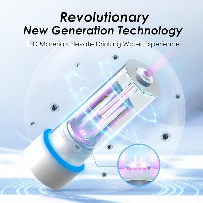 Waterdrop LED UV͎ Ultrąviolët Water Filter for Under Sink Water Filter and Reverse Osmosis System, Reduce up to 99.9% of Harmful Substances, Mercury-Free, FCC Certified, Stainless Steel, 50 Year Life