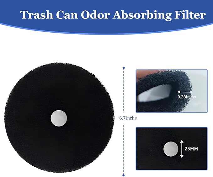 Trash Can Deodorizer, Garbage Can Deodorizer with Magnetic Suction, Diaper Pail Deodorizer, Odor Filter Refills for Dog Poop Trash Can Outside, Natural Activated Carbon Filter, 2 Pack