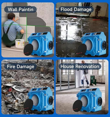 550 CFM Air Scrubber, Air Purifier with 3 Stage Filtration, Air Machine for Industrial and Commercial Use, Air Mover Dehumidifier with MERV-10 Filter, HEPA, Activated Carbon Filter (Blue)