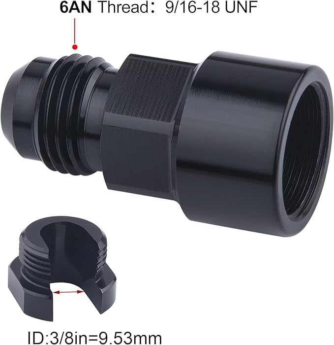 EVIL ENERGY 6AN Male to 3/8" Quick-Disconnect Female EFI Fuel Rail Fitting Aluminum 2PCS