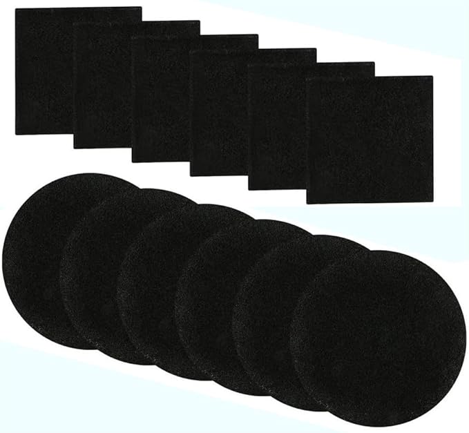 Compost Bin Filters, 12 Pcs, Activated Carbon Filters for 1/1.3 Gallon Compost Bin, Kitchen Compost Pail, 6 Round 6.5 inch and 6 Square 4.65 inch Diameter